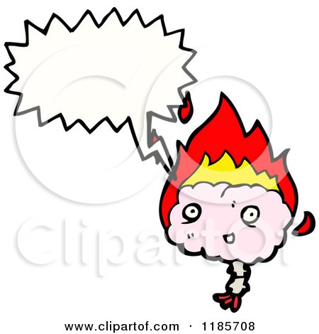Cartoon of a Burning Brain Speaking - Royalty Free Vector Illustration by lineartestpilot