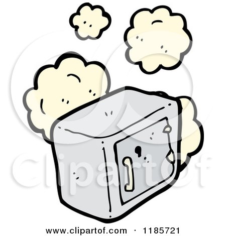 Cartoon of a Safe with Dust Puffs - Royalty Free Vector Illustration by lineartestpilot