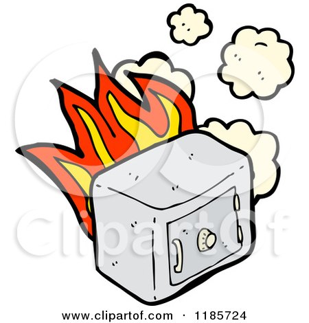 Cartoon of a Burning Safe - Royalty Free Vector Illustration by lineartestpilot