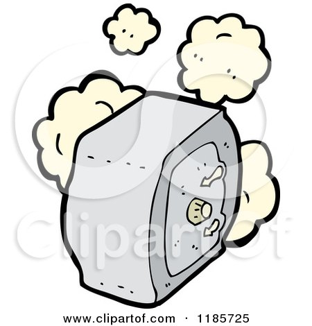Cartoon of a Safe with Dust Puffs - Royalty Free Vector Illustration by lineartestpilot