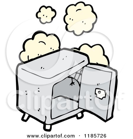 Cartoon of an Open Safe with Dust Puffs - Royalty Free Vector Illustration by lineartestpilot