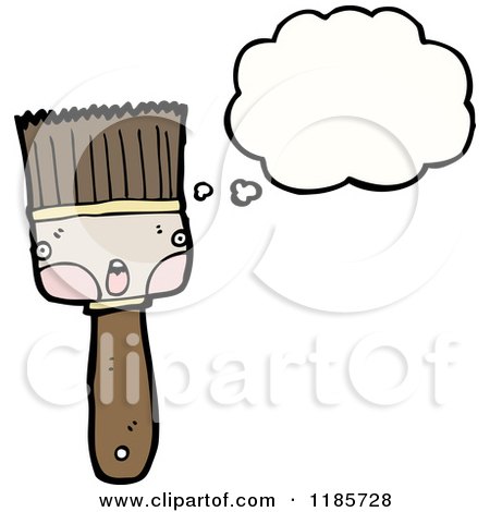 Cartoon of a Thinking Paintbrush - Royalty Free Vector Illustration by lineartestpilot