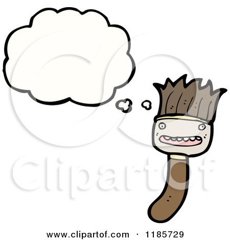 Cartoon of a Thinking Paintbrush - Royalty Free Vector Illustration by lineartestpilot