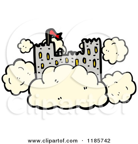 Cartoon of a Castle in the Clouds - Royalty Free Vector Illustration by lineartestpilot