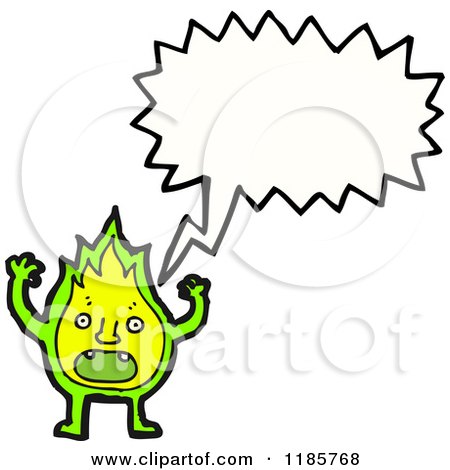 Cartoon of a Flame Mascot Speaking - Royalty Free Vector Illustration by lineartestpilot