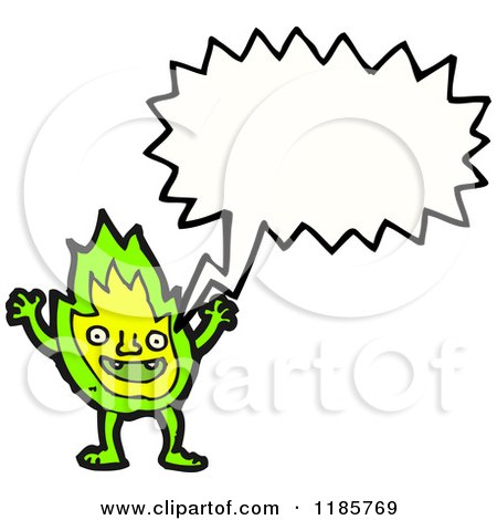 Cartoon of a Flame Mascot Speaking - Royalty Free Vector Illustration by lineartestpilot