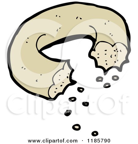 Cartoon of a Half Eaten Donut or Bagel - Royalty Free Vector Illustration by lineartestpilot