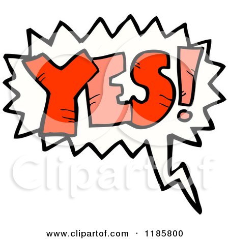 Cartoon of the Word Yes in a Speaking Bubble - Royalty Free Vector Illustration by lineartestpilot