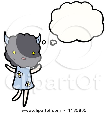 Cartoon of a Storm Cloud Person Thinking - Royalty Free Vector Illustration by lineartestpilot