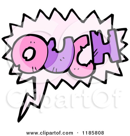 Cartoon of the Word Ouch in a Speaking Bubble - Royalty Free Vector Illustration by lineartestpilot