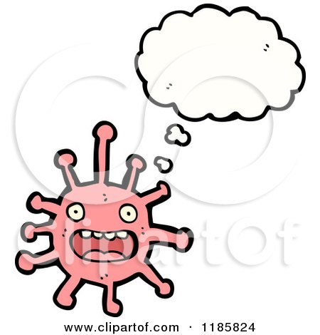 Cartoon of a Microbe Thinking - Royalty Free Vector Illustration by lineartestpilot