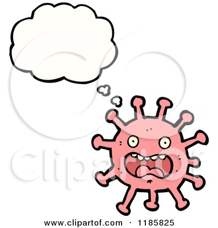 Cartoon of a Microbe Thinking - Royalty Free Vector Illustration by lineartestpilot