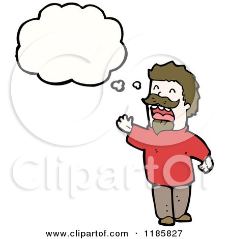 Cartoon of a Man with a Mustache Thinking - Royalty Free Vector Illustration by lineartestpilot