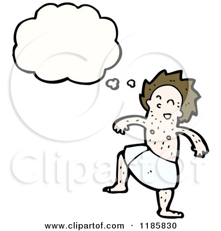Cartoon of a Man Wearing a Bath Towel Thinking - Royalty Free Vector Illustration by lineartestpilot