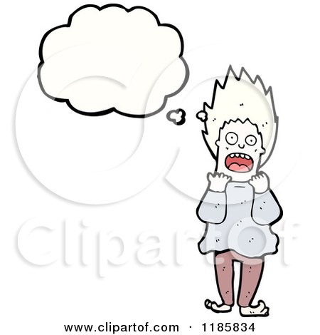 Cartoon of a Frightened Man Thinking - Royalty Free Vector Illustration by lineartestpilot