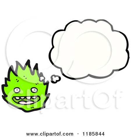Cartoon of a Flame Mascot Thinking - Royalty Free Vector Illustration by lineartestpilot