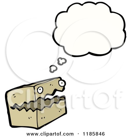 Cartoon of a Box with a Face Thinking - Royalty Free Vector Illustration by lineartestpilot