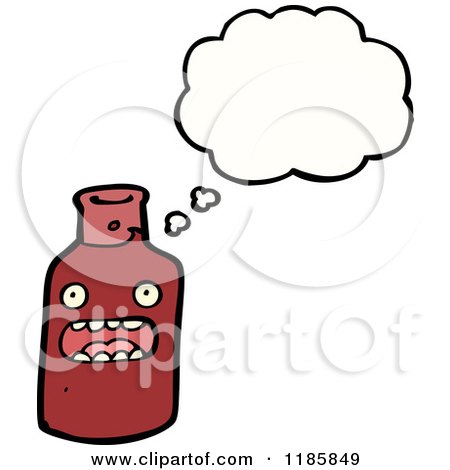Cartoon of a Bottle Thinking - Royalty Free Vector Illustration by lineartestpilot