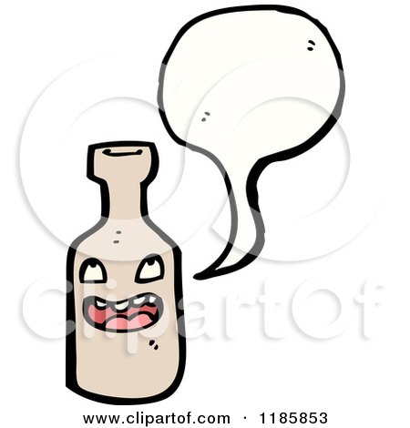 Cartoon of a Bottle Speaking - Royalty Free Vector Illustration by lineartestpilot