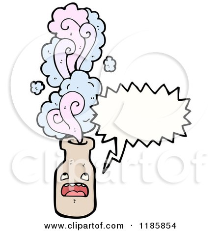 Cartoon of a Bottle Uncorked and Speaking - Royalty Free Vector Illustration by lineartestpilot