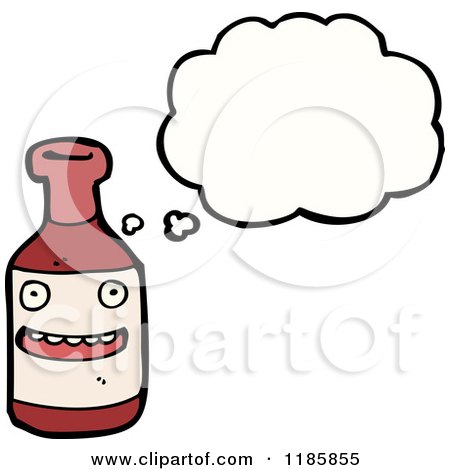Cartoon of a Bottle Thinking - Royalty Free Vector Illustration by lineartestpilot