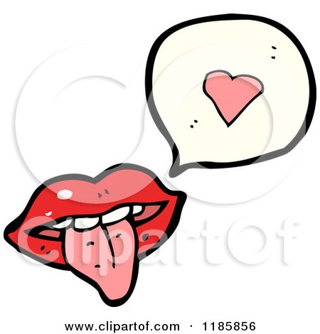 Cartoon of a Mouth and Tongue Speaking of Love - Royalty Free Vector Illustration by lineartestpilot