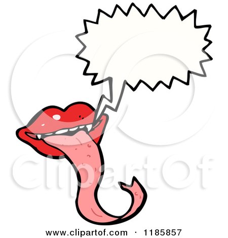 Cartoon of a Mouth and Long Tongue Speaking - Royalty Free Vector Illustration by lineartestpilot