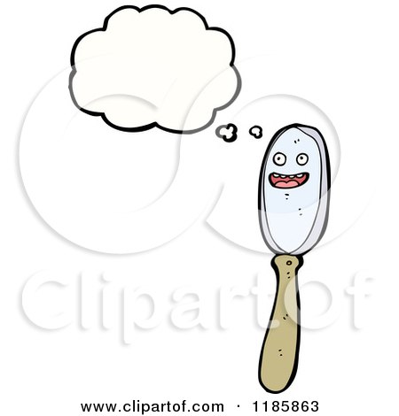 Cartoon of a Magnifying Glass Thinking - Royalty Free Vector Illustration by lineartestpilot