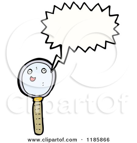 Cartoon of a Speaking Magnifying Glass - Royalty Free Vector Illustration by lineartestpilot
