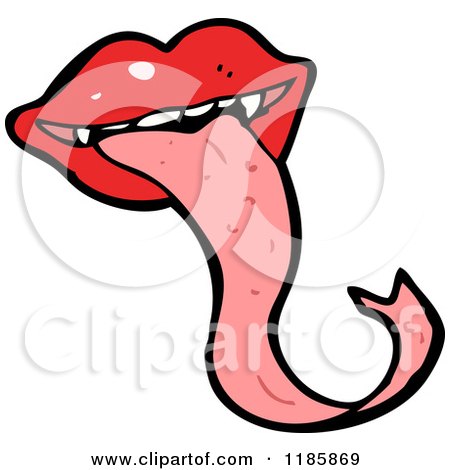Cartoon of a Red Lipped Mouth with a Long Tongue - Royalty Free Vector Illustration by lineartestpilot