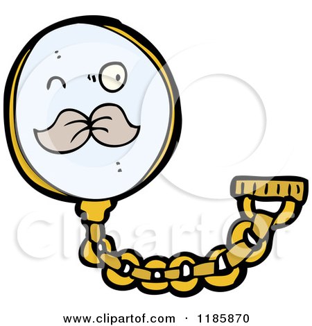 Cartoon of a Magnifying Glass with a Mustache - Royalty Free Vector Illustration by lineartestpilot
