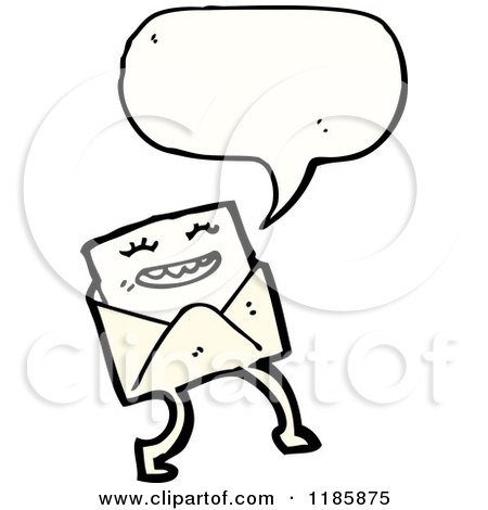 Cartoon of a Letter and Envelope Walking and Speaking - Royalty Free Vector Illustration by lineartestpilot