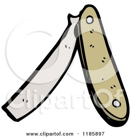 Cartoon of a Straight Edge Razor - Royalty Free Vector Illustration by lineartestpilot