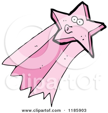 Cartoon of a Pink Shooting Star Whistling - Royalty Free Vector Illustration by lineartestpilot