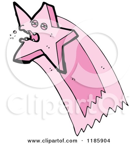 Cartoon of a Sick Pink Shooting Star - Royalty Free Vector Illustration by lineartestpilot