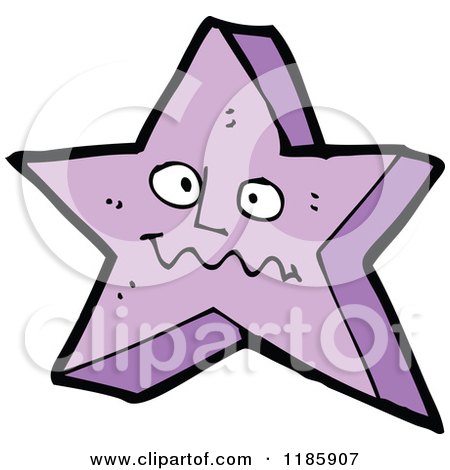 Cartoon of a Purple Confused Star - Royalty Free Vector Illustration by lineartestpilot