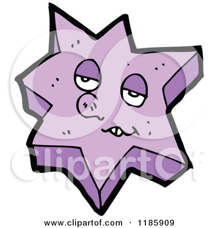 Cartoon of a Purple Sleepy Star - Royalty Free Vector Illustration by lineartestpilot