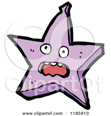 Cartoon of a Purple Frightened Star - Royalty Free Vector Illustration by lineartestpilot