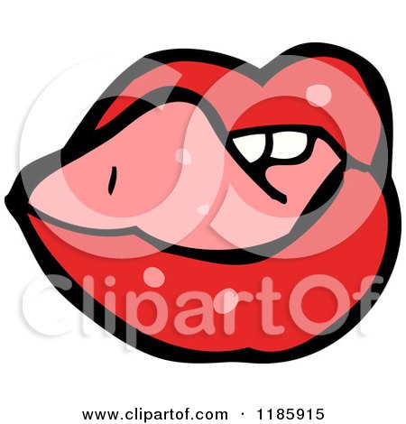 Cartoon of a Mouth Licking It's Lips - Royalty Free Vector Illustration by lineartestpilot