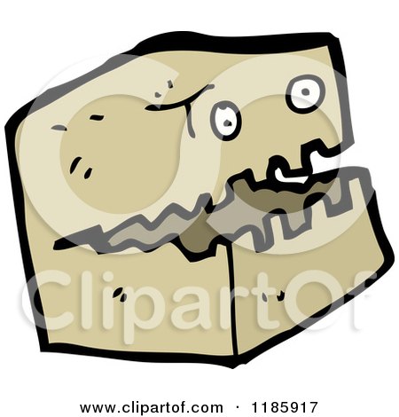 Cartoon of a Cardboard Box with a Face - Royalty Free Vector Illustration by lineartestpilot