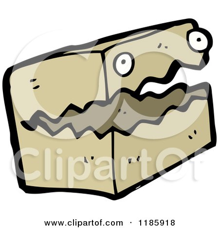 Cartoon of a Cardboard Box with a Face - Royalty Free Vector Illustration by lineartestpilot