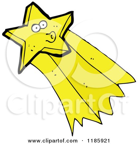Cartoon of a Shooting Star Whistling - Royalty Free Vector Illustration by lineartestpilot