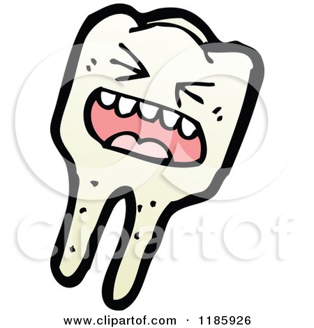 Cartoon of a Upset Tooth Mascot - Royalty Free Vector Illustration by lineartestpilot
