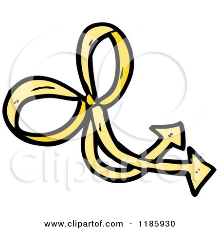 Cartoon of a Yellow Ribbon Tied into a Bow - Royalty Free Vector Illustration by lineartestpilot