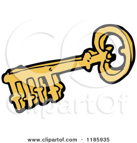 Cartoon of a Golden Key - Royalty Free Vector Illustration by lineartestpilot