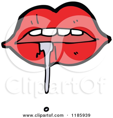 Cartoon of a Red Lipped Drooling Mouth - Royalty Free Vector Illustration by lineartestpilot