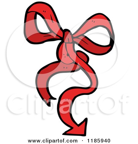 Cartoon of a Red Ribbon Tied into a Bow - Royalty Free Vector Illustration by lineartestpilot
