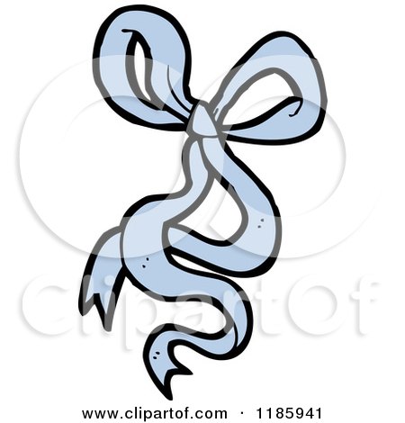 Cartoon of a Blue Ribbon Tied into a Bow - Royalty Free Vector Illustration by lineartestpilot