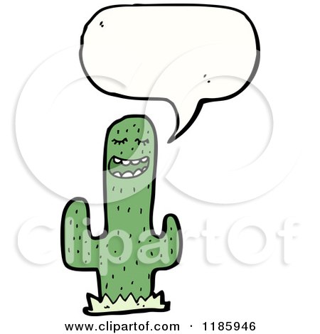 Cartoon of a Saguaro Cactus Speaking - Royalty Free Vector Illustration by lineartestpilot