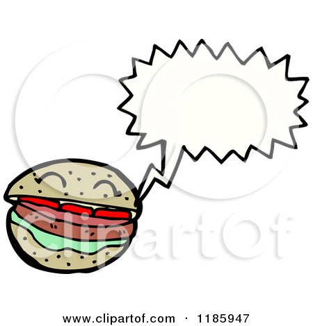 Cartoon of a Hamburger Speaking - Royalty Free Vector Illustration by lineartestpilot